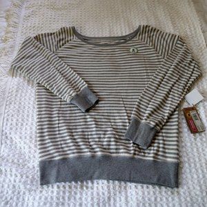 NWT PACT Slouchy Striped Sweatshirt Gray/White M